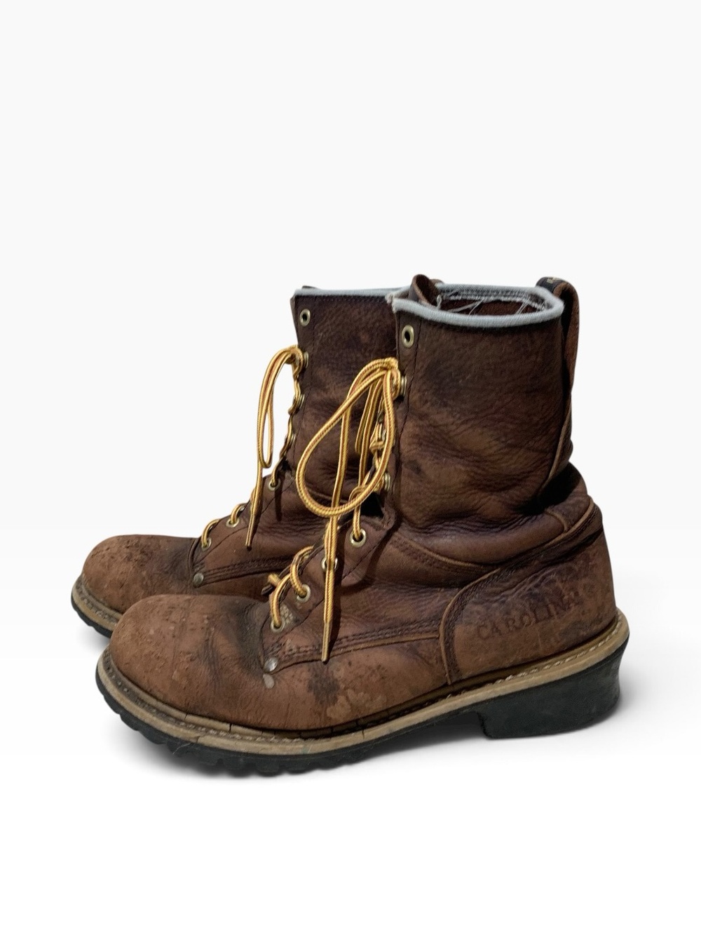 Men’s Distressed Carolina 7” Steeltoe Elm Leather Logging Boots #1821 Sz 11